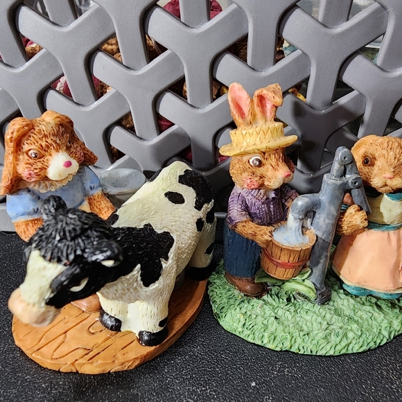 4 Tim Wolfe Country Bunnies Miniature Figurines Lot Resin Easter - Picture 2 of 6